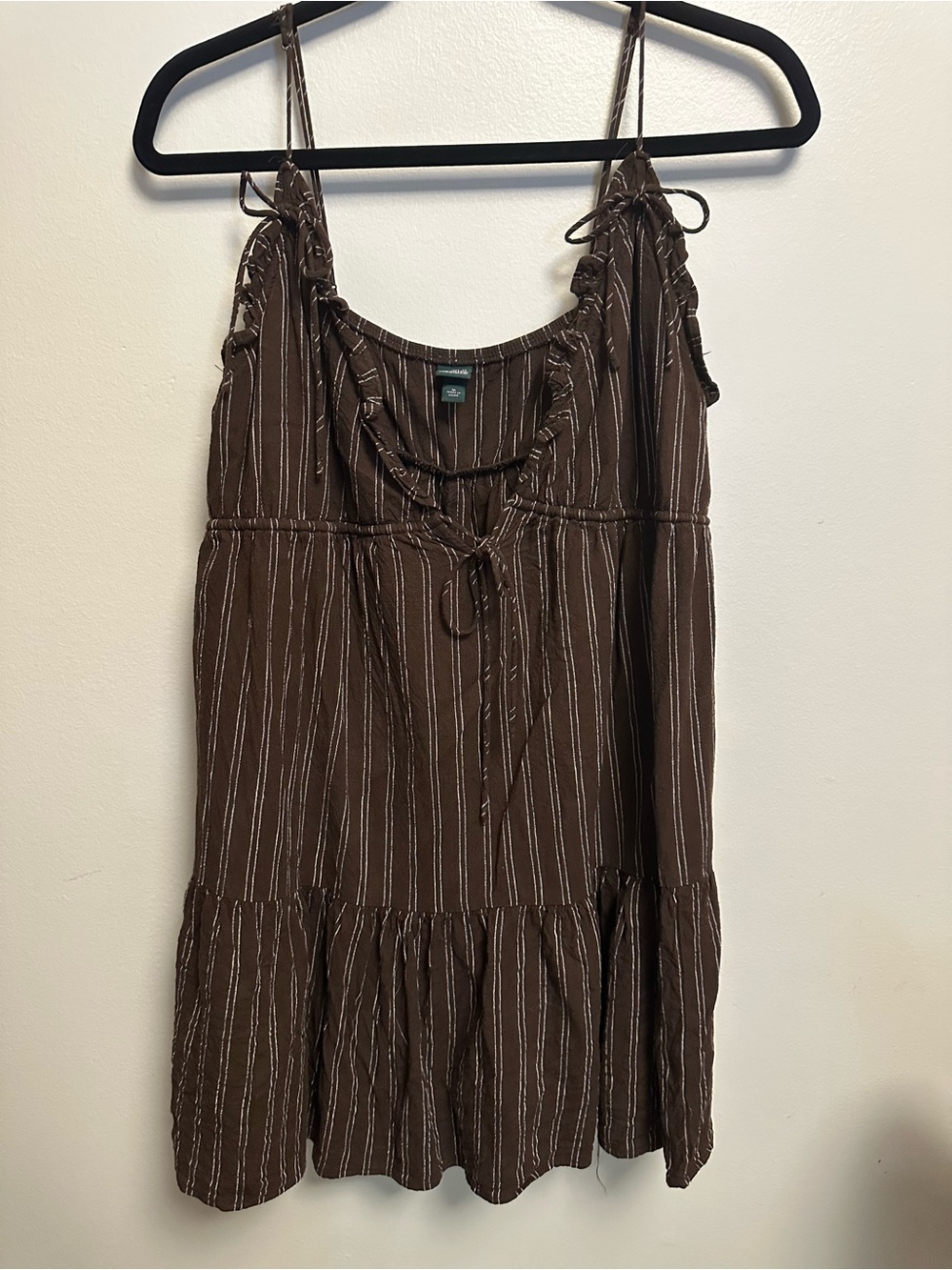 a new day Brown and White Striped Spaghetti Strap Mini Dress